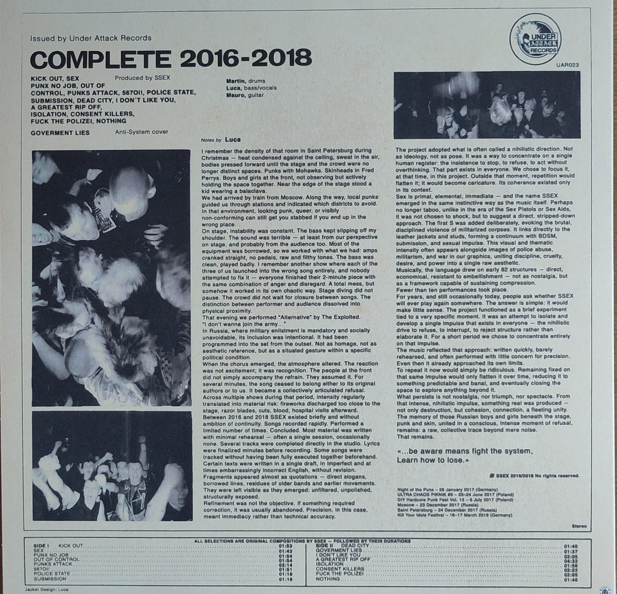 SSEX - That's What I Call a Fuckin' Rip off - lim. 300 LP (Pre-Order)